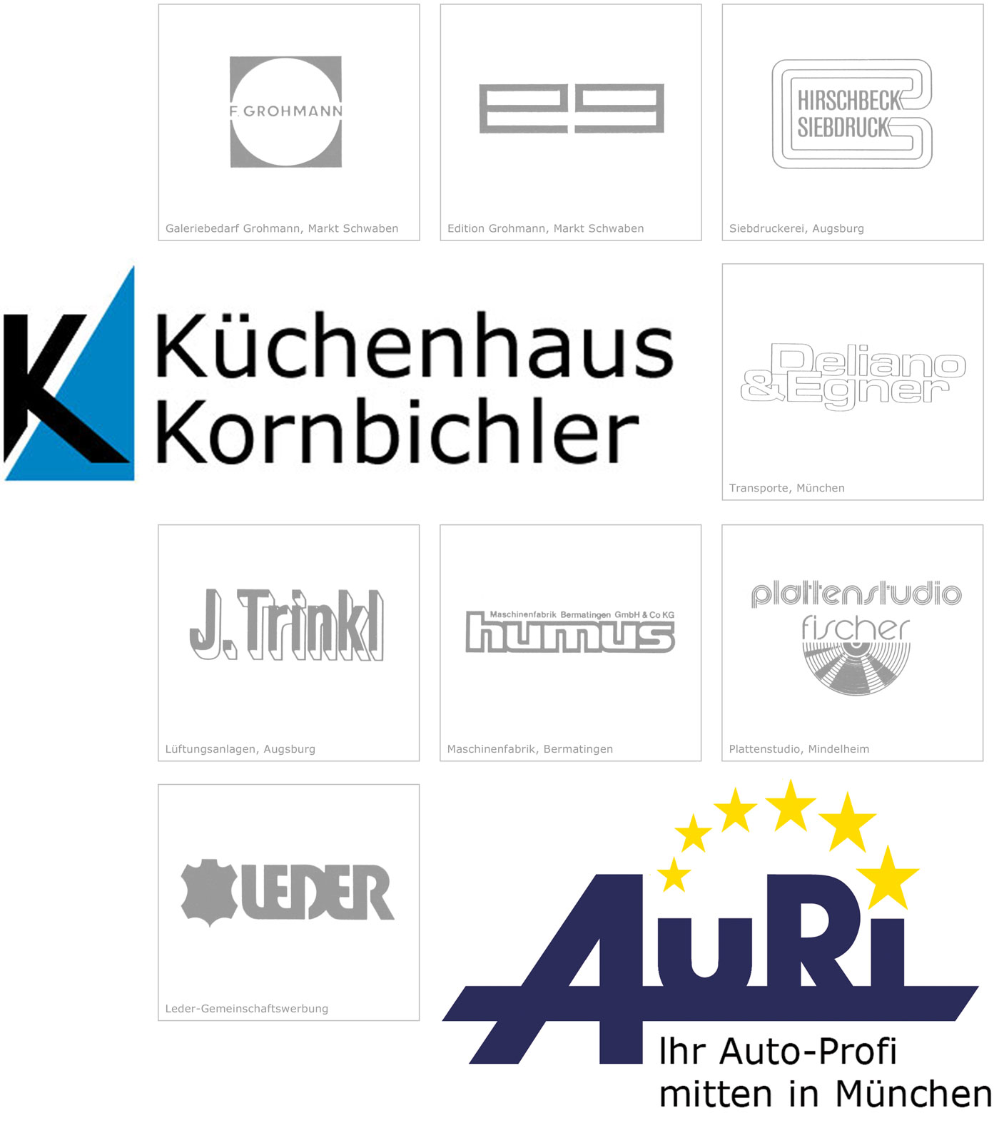 verschiedene Zeichen und Schriftzüge