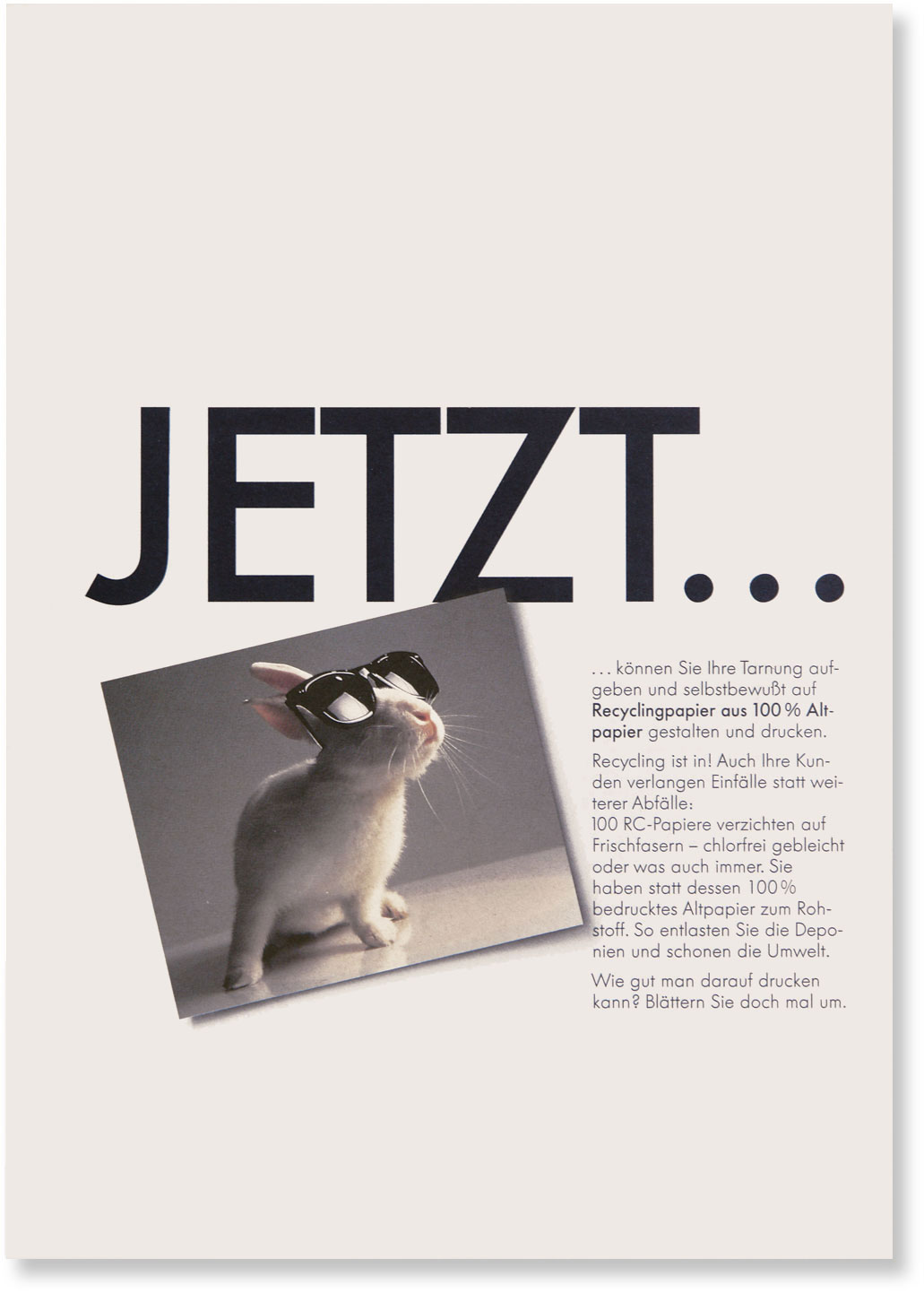 Titelseite mit Schlagwort JETZT ...